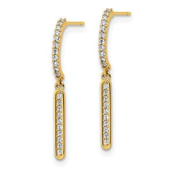 14K CZ Dangle Post Earrings