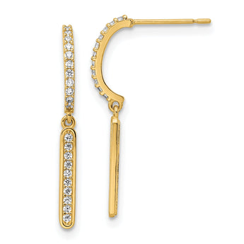 14K CZ Dangle Post Earrings