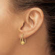 14K Polished Double Row with Ball Hoop Earrings