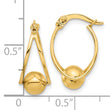 14K Polished Double Row with Ball Hoop Earrings