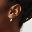 14K with White Rhodium Polished and Textured Hoop Earrings