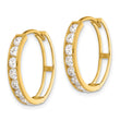 14k Polished CZ 4x20mm Huggie Hoop Earrings