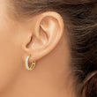 14k Polished CZ 4x16mm Huggie Hoop Earrings