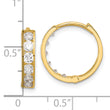 14k Polished CZ 4x16mm Huggie Hoop Earrings