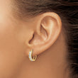14k Polished CZ 4x14mm Huggie Hoop Earrings
