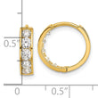 14k Polished CZ 4x14mm Huggie Hoop Earrings