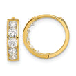 14k Polished CZ 4x14mm Huggie Hoop Earrings