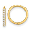 14k Polished CZ and D/C 1.5mm Huggie Hoop Earrings