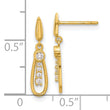 14K Polished Teardrop CZ Post Dangle Earrings