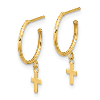 14K Polished Hoop with Cross Post Earrings