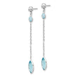 14k White Gold Blue Topaz Post Dangle Earrings