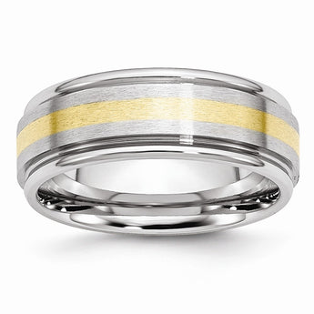 Cobalt 14k Gold Inlay Satin and Polished 8mm Band