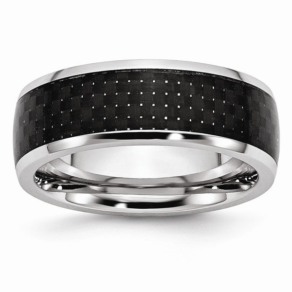 Cobalt Black Carbon Fiber Inlay 8mm Polished Band