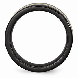 Ceramic Flat Black with 14k Inlay 8mm Polished Band