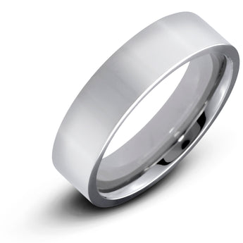 Men's Stainless Steel Flat 4mm Polished Comfort Fit Wedding Band Ring - Birthstone Company