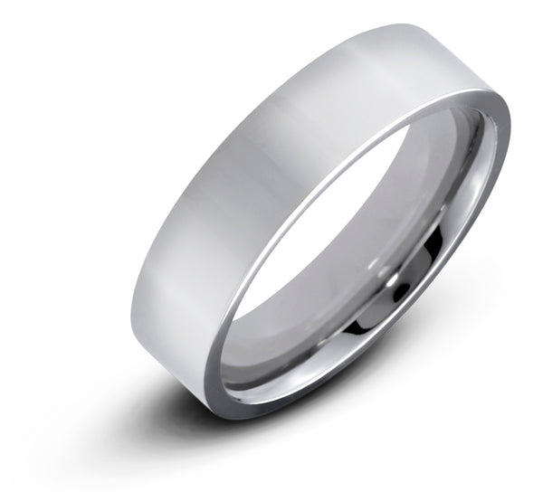 Men's Stainless Steel Flat 4mm Polished Comfort Fit Wedding Band Ring - Birthstone Company
