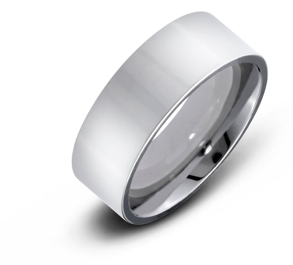 Men's Stainless Steel Flat 4mm Polished Comfort Fit Wedding Band Ring - Birthstone Company