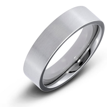 Men's Stainless Steel Flat 4mm Polished Comfort Fit Wedding Band Ring - Birthstone Company