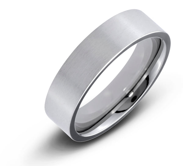 Men's Stainless Steel Flat 4mm Polished Comfort Fit Wedding Band Ring - Birthstone Company
