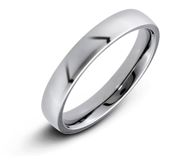 Men's Stainless Steel Flat 4mm Polished Comfort Fit Wedding Band Ring - Birthstone Company