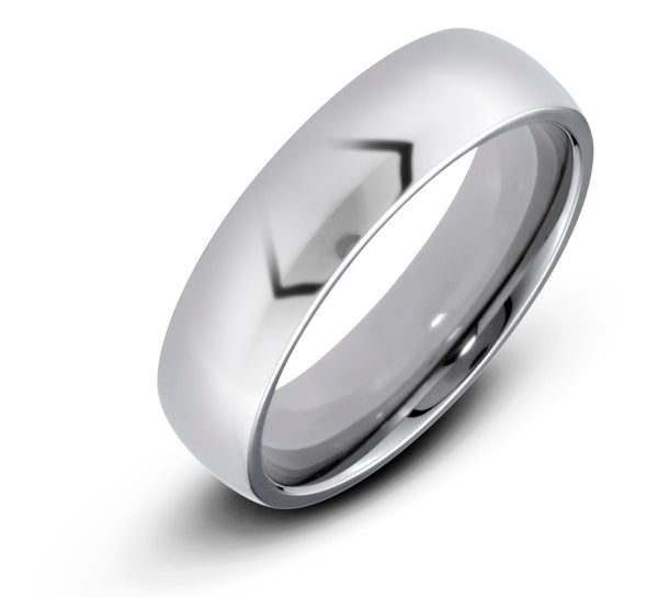 Men's Stainless Steel Flat 4mm Polished Comfort Fit Wedding Band Ring - Birthstone Company