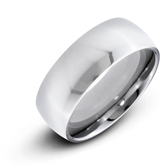 Men's Stainless Steel Flat 4mm Polished Comfort Fit Wedding Band Ring - Birthstone Company
