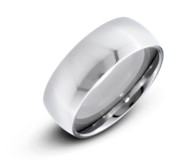 Men's Stainless Steel Flat 4mm Polished Comfort Fit Wedding Band Ring - Birthstone Company