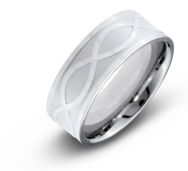 Men's Stainless Steel Flat 4mm Polished Comfort Fit Wedding Band Ring - Birthstone Company