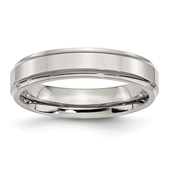 Stainless Steel Ridged Edge 5mm Polished Band