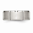 Stainless Steel Beveled Edge Grooved 8mm Brushed/Polished Band