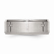 Stainless Steel Ridged Edge Cross 8mm Brushed and Polished Band