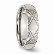 Stainless Steel Criss-cross Design 6mm Brushed and Polished Band