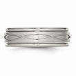 Stainless Steel Polished/Brushed Criss-cross Design 7mm Ridged Edge Band