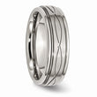 Stainless Steel Polished/Brushed Criss-cross Design 7mm Ridged Edge Band