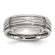 Stainless Steel Polished/Brushed Criss-cross Design 7mm Ridged Edge Band