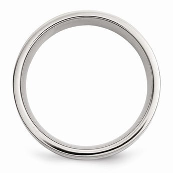 Stainless Steel Sterling Silver Inlay Flat 8mm Polished Band