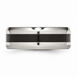 Stainless Steel Black Enamel 8mm Polished Beveled Edge Band