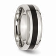 Stainless Steel Black Enamel 8mm Polished Beveled Edge Band