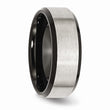 Stainless Steel Beveled Edge Black IP-plated 8mm Brushed Band