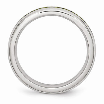 Stainless Steel 4mm August Light Green CZ Ring