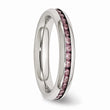 Stainless Steel 4mm June Magenta CZ Ring