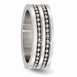 Stainless Steel 8mm Double Row Beaded Brushed & Polished Band