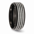 Stainless Steel Striped 8mm Black IP-plated Brushed/Polished Band
