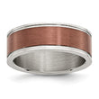 Stainless Steel 8mm Brown IP-plated Brushed & Polished Band