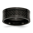 Stainless Steel Polished 9mm Black IP-plated w/Carbon Fiber Inlay Band