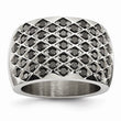 Stainless Steel Black CZs Polished Ring