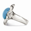 Stainless Steel Blue Agate Flower Ring - Birthstone Company