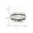 Stainless Steel Polished & Black Diamonds 8mm Band