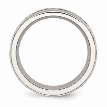 Stainless Steel Brushed & Polished Black IP & Black Diamonds 9mm Band