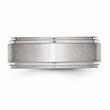Stainless Steel Ridged Edge 8mm Brushed and Polished Band